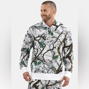 Peanuts Men's Snoopy in Camo Graphic Fleece Hoodie Sweatshirt Size M